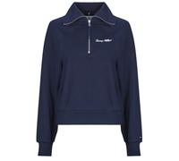 Tommy Hilfiger Sweat Zippé Femme Classic Script Fleece Demi-Fermeture Éclair, Bleu (Dark Night Navy), M