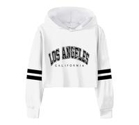 Sweat-Shirt Fille Filles Enfants Casual Lâche Actif Manches Longues Sweats À Capuche Sweats À Capuche Court Pull Lettre Imprimé Rayé Adolescent Crop Tops Filles Tops Pull T-shirts De Fille Coupe Ample