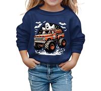 Sweat-Shirt Fille Imprimé Citrouille Halloween Pull Mignon Oversize Sweat À Manches Longues Motif Graphique Crop Vêtements Enfants Chauds Casual Loisirs École Quotidien,3-4 Ans
