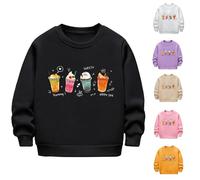 Sweat-Shirt Fille Imprimé Citrouille Halloween Sweater Mignon Large Sweat À Manches Longues avec Lettres Imprimées Crop Vêtements Extérieur Automne Loisirs École Quotidien,11-12 Ans