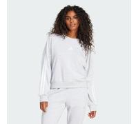 adidas Femme Essentials 3-Stripes French Terry Sweatshirt, Light Grey Heather/White, XS