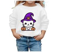 Sweat-Shirt garçonne à col Rond et Manches Longues Motif Halloween Doux et décontracté idéal pour l’Automne et l’Hiver - catégorie Vêtement Enfant Fille (White, 3-4 Years)