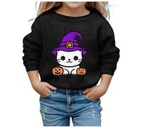 Sweat-Shirt garçonne à col Rond et Manches Longues Motif Halloween Doux et décontracté idéal pour l’Automne et l’Hiver - catégorie Vêtement Enfant Fille (Black, 9-10 Years)