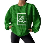 Sweat-shirt gaufré pour femme - T-shirt à manches longues personnalisé avec imprimé sur le devant, personnalisation exclusive avec logo photo - Vêtements personnalisés pour Noël et Halloween, vert, L