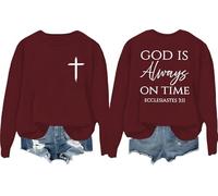 Sweat-shirt « God Is Always On Time » « God Is Good All the time » - Vintage - Rétro - Christian Jésus, bordeaux, L
