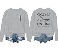 Sweat-shirt « God Is Always On Time » « God Is Good All the time » - Vintage - Rétro - Christian Jésus, gris, 3XL