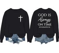 Sweat-shirt « God Is Always On Time » « God Is Good All the time » - Vintage - Rétro - Christian Jésus, Noir , M