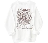 Sweat-shirt « God Is Good All The Time » « God Is Good » - Motif floral - Unisexe, blanc, M