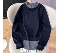 sweat-shirt grande taille, design patchwork confortable décontracté et élégant pour un port quotidien, amincissant et agréable à la peau 0XL,1XL,2XL,3XL,4XLCarreauTissu tricoté