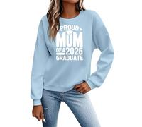 Sweat-shirt graphique à col rond pour femme, coupe ample, manches longues, épaules tombantes, tendance, décontracté, essentiel 2025 avec motifs, jolis sweatshirts à col rond, vintage, bleu, S