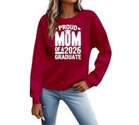 Sweat-shirt graphique à col rond pour femme, coupe ample, manches longues, épaules tombantes, tendance, décontracté, essentiel 2025 avec motifs, jolis sweatshirts à col rond, vintage, Rouge, S