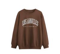 Sweat-shirt graphique à imprimé de lettres de Los Angeles Californie pour femmes, léger et personnalisé à col rond avec motifs Y2K, vêtements décontractés solides vintage doux, tenues universitaires