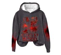 Sweat-Shirt Graphique pour Femmes avec Message Humoristique I'm Ok It's Not My Blood - Pull à Capuche Doux et Confortable pour Un Style décontracté et Sarcastique (Dark Gray, L)