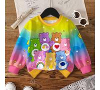 sweat-shirt graphique pour jeune fille avec col ras-du-cou et manches longues, confortable pour l'automne/l'hiver. Imprimé de personnages de dessins animés mignons comme Bisounours de la nuit, Bisouno