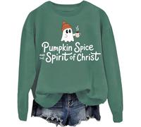 Sweat-shirt Halloween fantôme citrouille épices et esprit du Christ Sweat-shirt unisexe, Vert, L