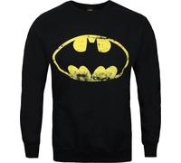 Sweat-shirt homme avec logo Batman look usé NS4940 (S) (Noir)