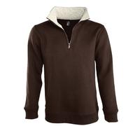 Sweat-Shirt Homme Col Camionneur Zippé - 47300 - Marron Chocolat