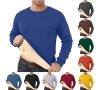 Sweat Shirt Homme Col Rond Pilou, Sweatshirt Homme Sans Capuche Épais Sweats Automne Et Hiver Sweatshirts Manche Longue Sweat-Shirt Simple Loungewear Couleur Unie Haut Ample Hauts Manche Longue Top