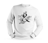 Sweat Shirt Homme Mr & Mrs Floral Custom Names and Text Gift Ideas Celebration Wedding Personalized Marriage