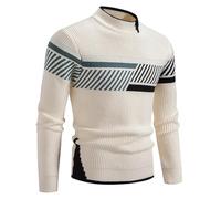 Sweat-Shirt Homme,Pull Homme Chic Et Elegant,Produit catégorie Men's Sweater Coat - Pull du Cou Semi-Haut pour Homme 2024 - Base de Pull harmonisée sans Logo (White, XXL)