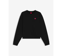 HUGO Sweat unisexe en molleton de coton avec logo cœur - Style Deroxina_7, 50555808 Noir XS