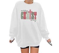 Sweat-shirt humoristique avec croix « Merry Christmas » à carreaux - Bible chrétienne Merry Christ - Chemise unisexe, blanc, M