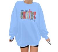 Sweat-shirt humoristique avec croix « Merry Christmas » à carreaux - Bible chrétienne Merry Christ - Chemise unisexe, bleu ciel, L