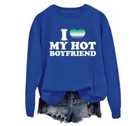 Sweat-shirt « I Love My Boyfriend », « I Love My Bf », chemise « I Heart My Boyfriend », chemises de Saint-Valentin pour femmes, Klein Blue, XL