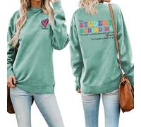 Sweat-shirt imprimé « I Love My Student » imprimé sur le devant pour femme « Dear Student Behind Me », vert clair, Large