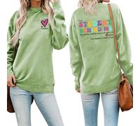 Sweat-shirt imprimé « I Love My Student » imprimé sur le devant pour femme « Dear Student Behind Me », vert olive, M