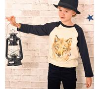 Sweat-shirt imprimé loup the wolf beige noir 14/16A