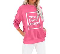 Sweat-shirt imprimé pour femme - Pull à manches longues - Personnalisable avec logo de texte photo - Personnalisation exclusive - Vêtements de Noël et d'Halloween pour couples - Famille - Fête, P-ink
