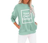 Sweat-shirt imprimé pour femme - Pull à manches longues - Personnalisable avec logo de texte photo - Personnalisation exclusive - Vêtements de Noël et d'Halloween pour couples - Famille - Fête, Vert