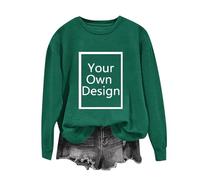 Sweat-shirt imprimé pour femme - Pull à personnaliser avec logo de texte photo, personnalisation exclusive, vêtements de Noël, Halloween, pour couple, famille, fête, festival, vert foncé, XXL
