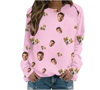 Sweat-shirt imprimé pour femme - T-shirt à manches longues - Pull à manches longues - Personnalisable - Personnalisable - Exclusivité - Vêtements de Noël et d'Halloween pour couples - Famille - Fête