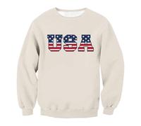 Sweat-shirt imprimé USA pour homme, chandail à col rond pour homme, pull décontracté à coupe ample, pull tendance au quotidien, col rond, manches longues, pull sans capuche pour homme à l'automne
