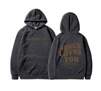 Sweat-Shirt jésus, Sweat à Capuche jésus t'aime, Sweat-Shirts de Foi chrétienne Cadeau pour Hommes Sweats à Capuche jésus (Dark Gray,TG)