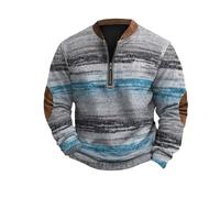 Sweat-shirt léger à fermeture éclair pour homme - Sweatshirt vintage décontracté à manches longues - Imprimé 3D - Sweat à capuche tendance - Coupe ample - Patchwork tendance - Pull surdimensionné