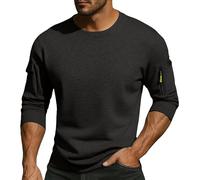 Sweat-shirt léger uni à manches longues pour homme - Sweat en polaire léger et décontracté avec vêtements pour entraînement intérieur et extérieur, Noir , XXL