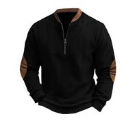 Sweat-shirt léger uni pour homme 2025 - Mode automne en velours côtelé - Manches longues - Bouton vers le haut - Demi-fermeture éclair - Tenue de sport pour l'intérieur et l'extérieur - Cadeaux de