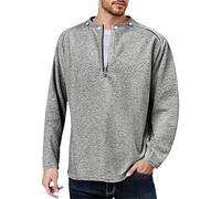Sweat-shirt léger uni pour homme 2026 avec demi-fermeture éclair et col rond et manches longues - Vêtements de rue pour entraînement intérieur et extérieur, gris, XXL