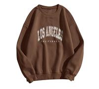Sweat-shirt Los Angeles California pour femme, col rond, sweat à capuche universitaire, vêtements vintage décontractés, lettres, couleur unie, minces, hauts surdimensionnés chauve-souris, lettres