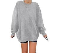 Sweat-shirt Los Angeles pour femme - Pull surdimensionné à manches longues - Col rond - Basique - Sans capuche - Pour adolescent - Vintage, gris clair, XXL