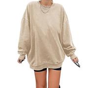 Sweat-shirt Los Angeles pour femme - Pull surdimensionné à manches longues - Col rond - Basique - Sans capuche - Pour adolescent - Vintage, kaki, M