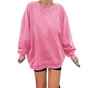 Sweat-shirt Los Angeles pour femme - Pull surdimensionné à manches longues - Col rond - Basique - Sans capuche - Pour adolescent - Vintage, Rose, S