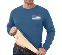 Sweat-shirt moelleux pour homme - Printemps et automne hiver - Imprimé 2D - Drapeau national rétro - Mode - Velours épais - Col rond - Sans capuche - Cadeau de Noël quotidien, bleu marine, M