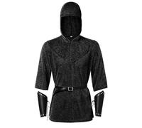 Sweat-shirt Ninja japonais avec ceinture et taille, costume de guerrier, chemise de chaîne des Templiers, costume de chevalier, Noir , M