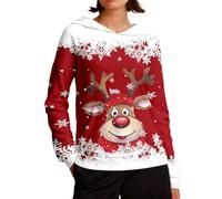 Sweat-Shirt Noel Femme Pull à Capuche en Polaire Confortable et décontracté à Manches Longues avec imprimé Festif pour Un Confort et Une Chaleur au Quotidien (Red M)