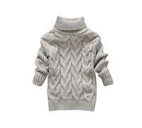 Sweat-shirt noir pour enfant garçon et fille - Pull d'hiver uni à col roulé - Haut en tricot extensible - Vêtement pour bébé - Cardigan blanc, gris, 2-3 ans