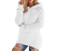 Sweat-Shirt Polaire Femme Manche Longue Sweat A Capuche Casual Couleur Unie Coupe Ample Pullover Chic Confortable Classiques Tous Les Jours Passe-Partout Hoodie Tops Hiver pour Le Quotidien